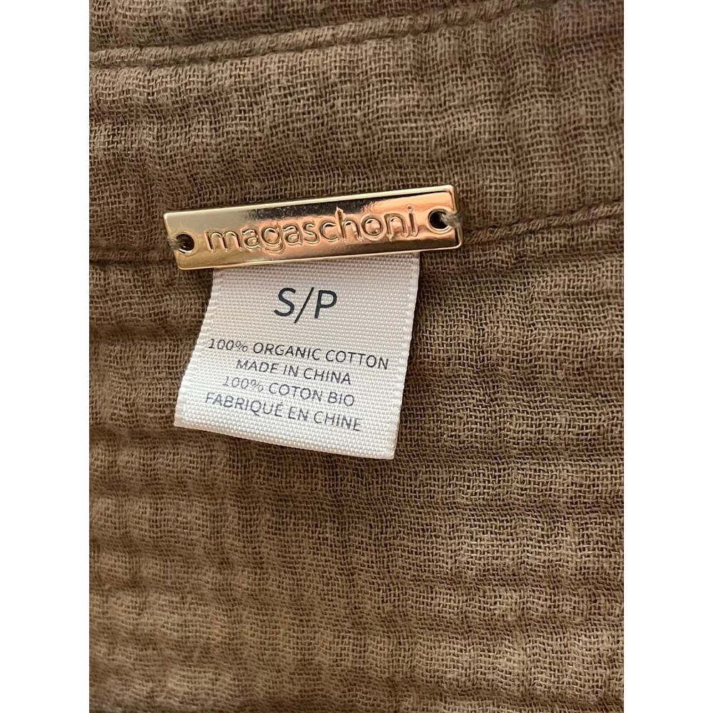 SOLD Organic Cotton Gauze Henley Top S Boho Coastal Grandmacore Olive Tan - Picture 6 of 11